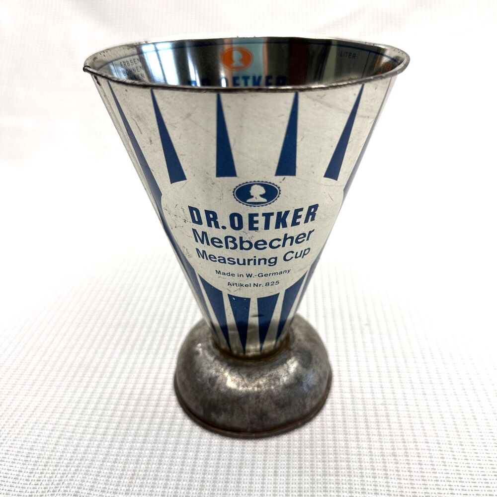 Vintage Dr. Oetker MeBbecher Tin Measuring Cup MCM Retro West Germany 6” Rare